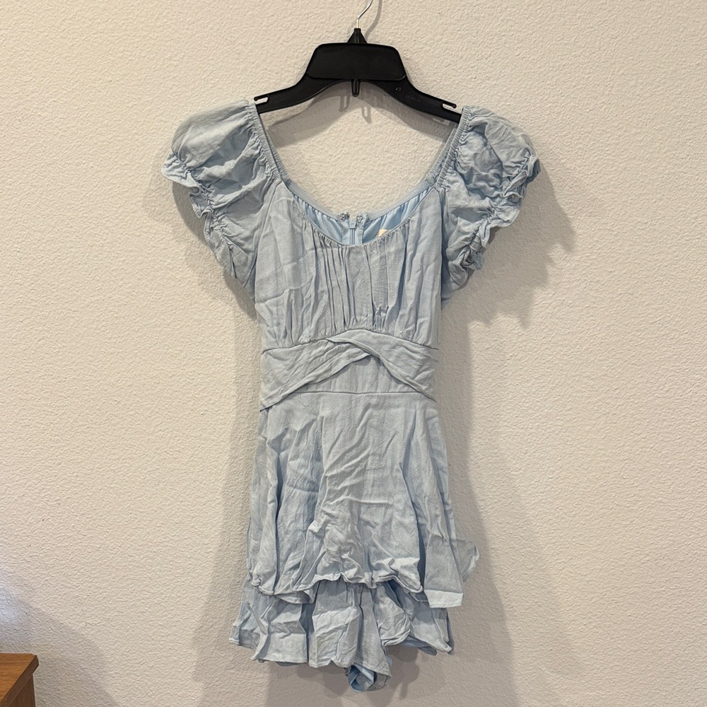 Altar'd State Sky Blue Ruffled Dress